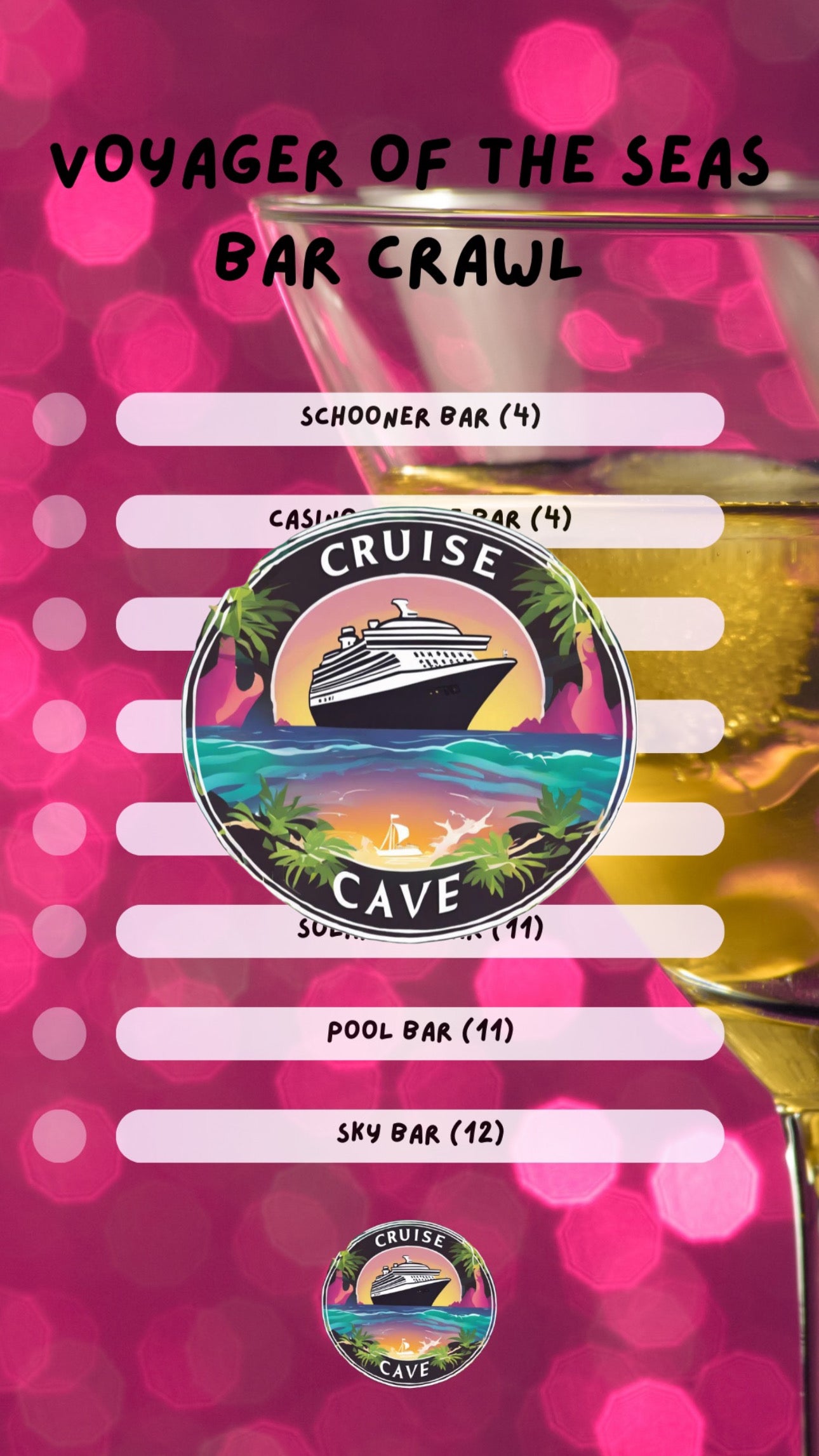 Voyager of the Seas Bar Crawl Checklist PDF