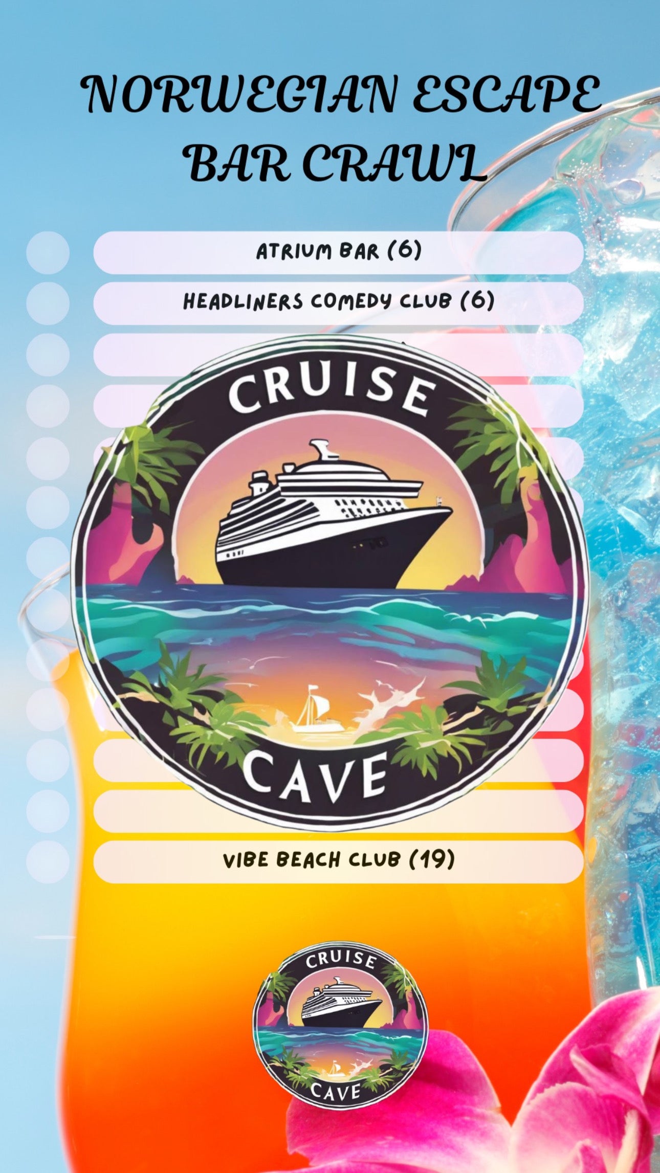 Norwegian Escape Bar Crawl Checklist PDF