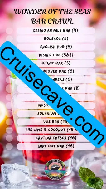 Wonder of the Seas Bar Crawl Checklist PDF