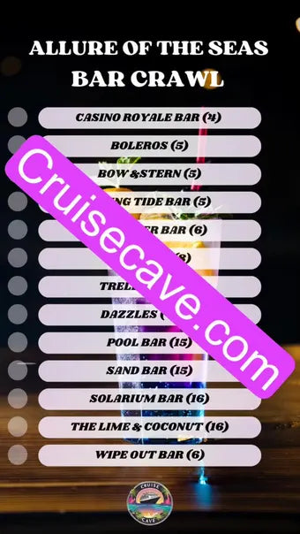 Allure of the Seas Bar Crawl Checklist PDF