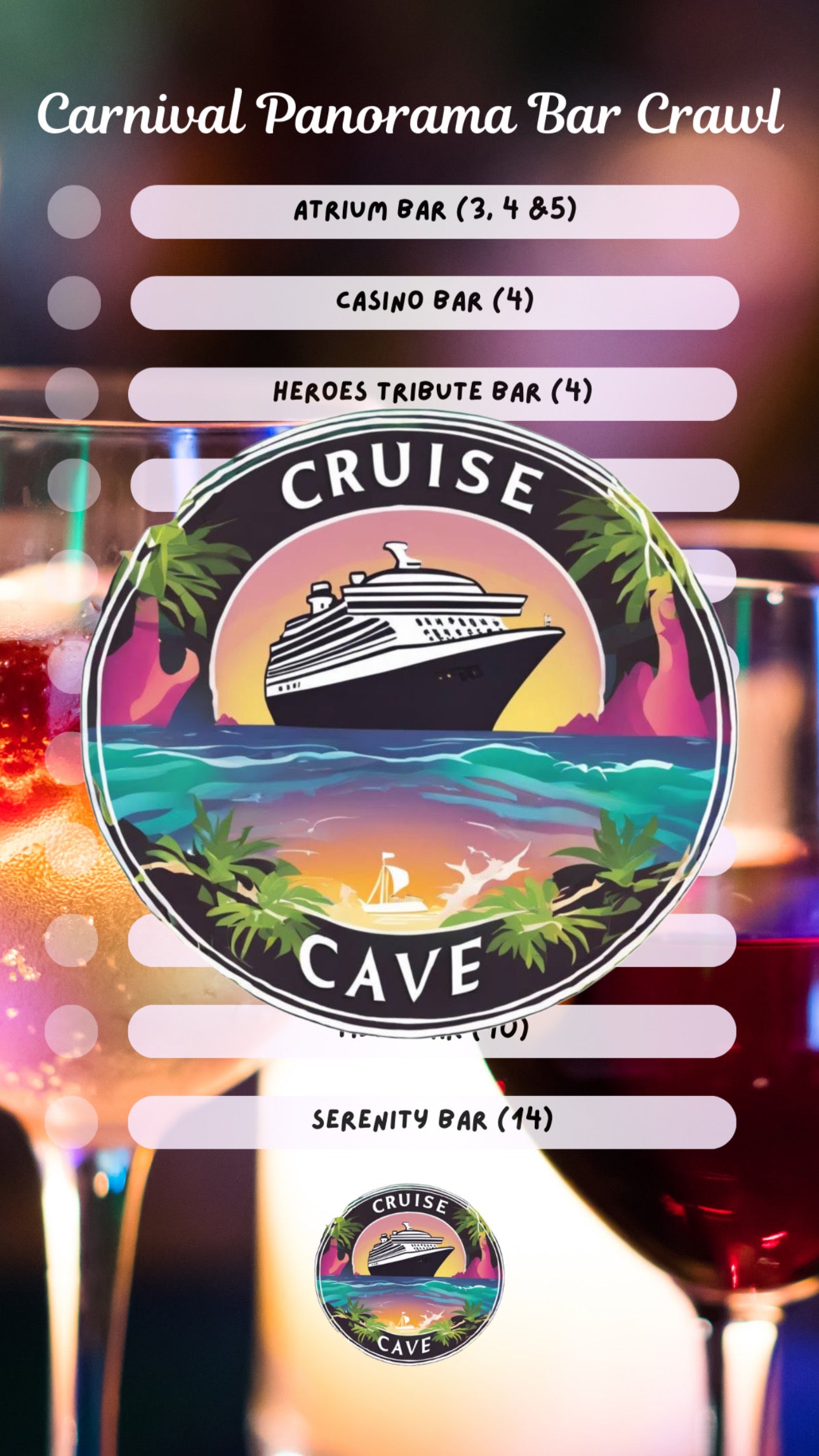 Carnival Panorama Bar Crawl Checklist PDF