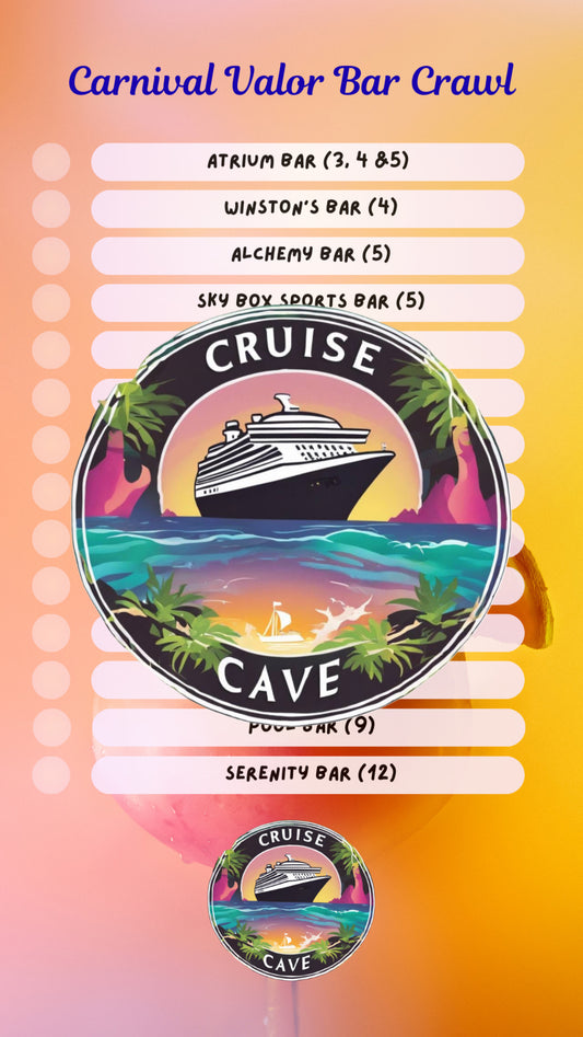 Carnival Valor Bar Crawl Checklist PDF