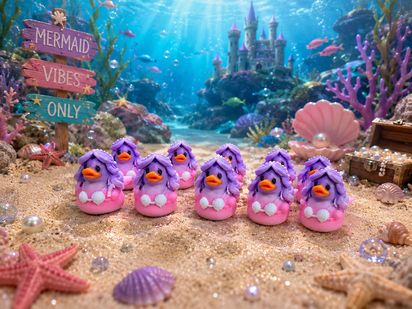 Set of 10 Mermaid Ducks