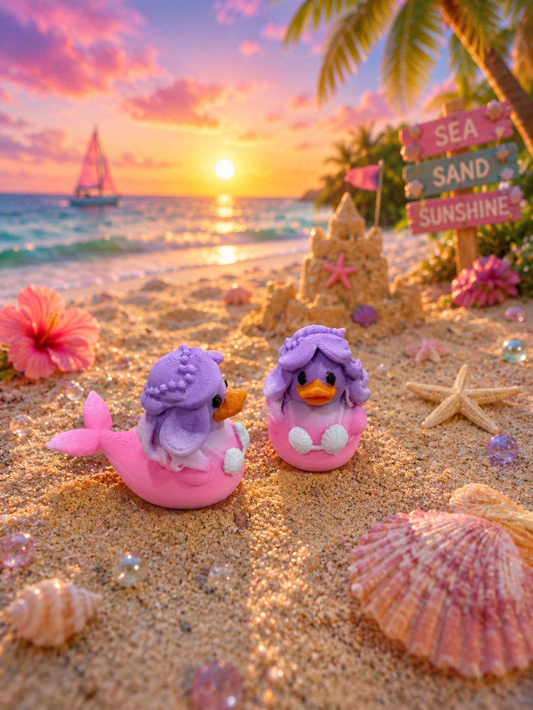Set of 10 Mermaid Ducks