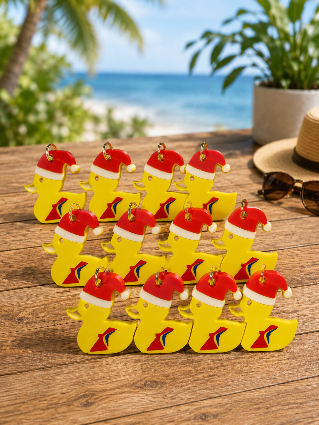 Dozen Carnival Santa Duck Keychains