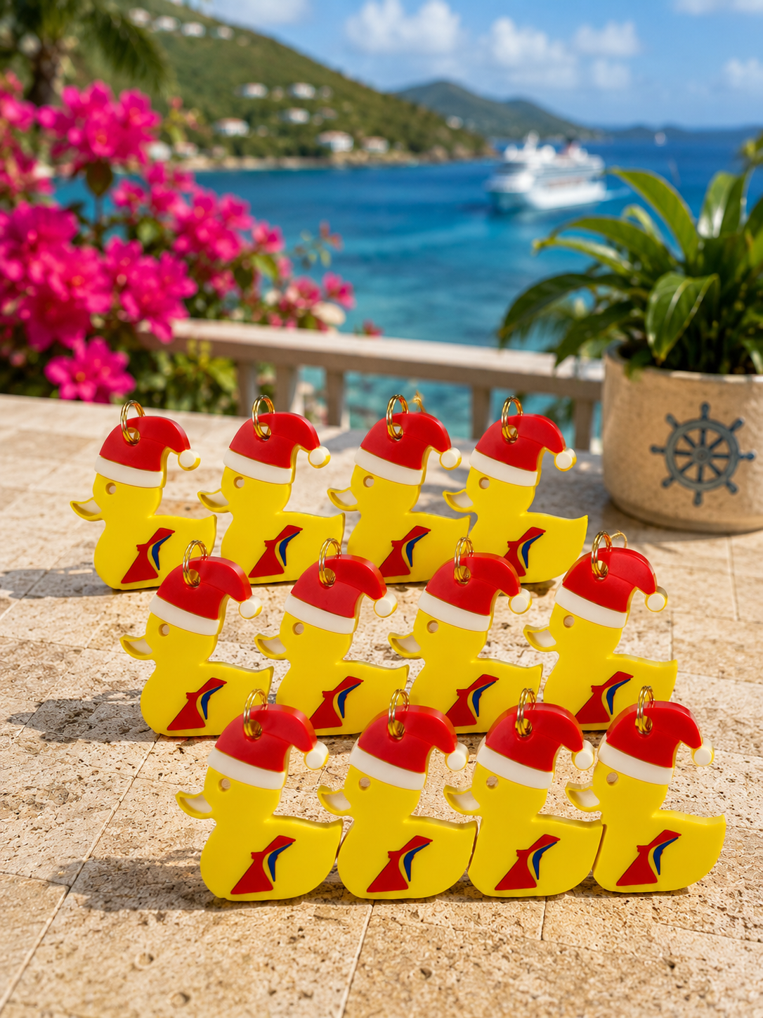 Dozen Carnival Santa Duck Keychains