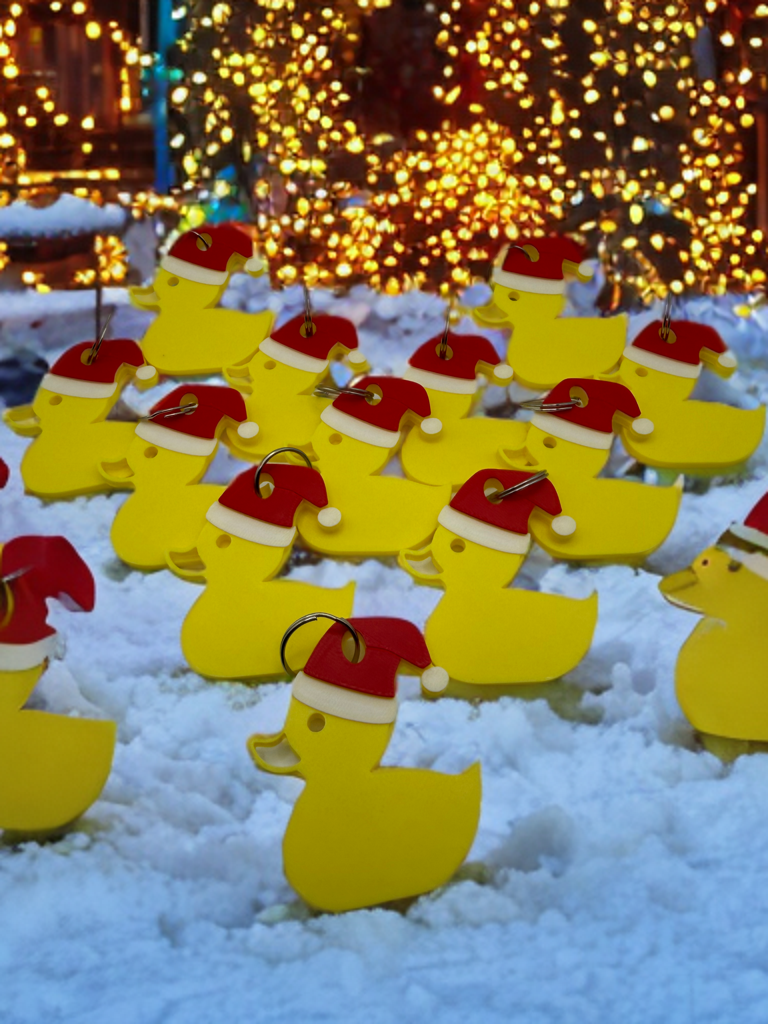 Dozen Santa Duck Keychains