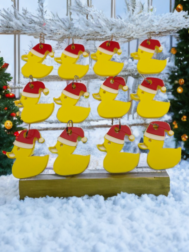 Dozen Santa Duck Keychains